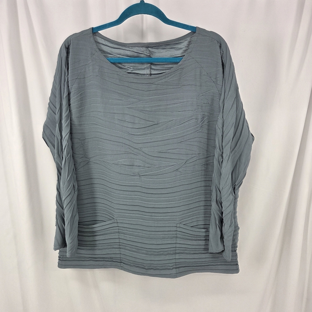 Babette Crinkle Fabric Blouse Style# BB1905 Large Modern Funky Dolman Sleeve
